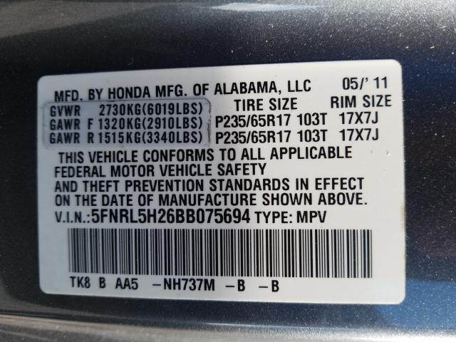 2011 HONDA ODYSSEY LX 5FNRL5H26BB075694