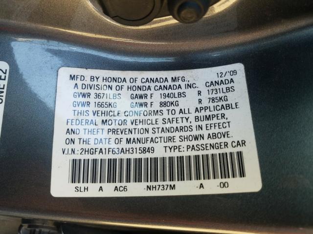 2010 HONDA CIVIC LX-S 2HGFA1F63AH315849