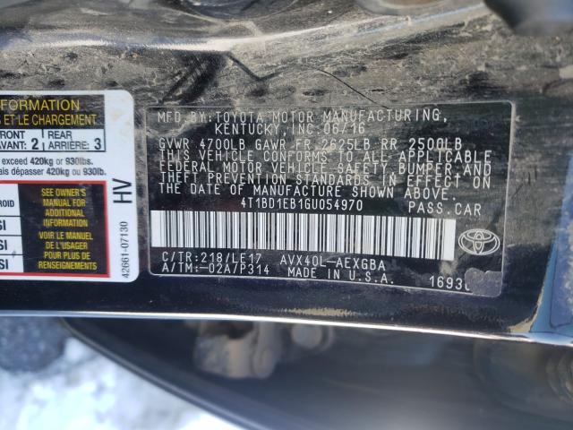 2016 TOYOTA AVALON HYB 4T1BD1EB1GU054970
