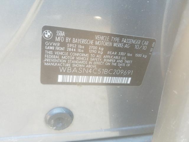 2011 BMW 550I WBASN4C51BC209691