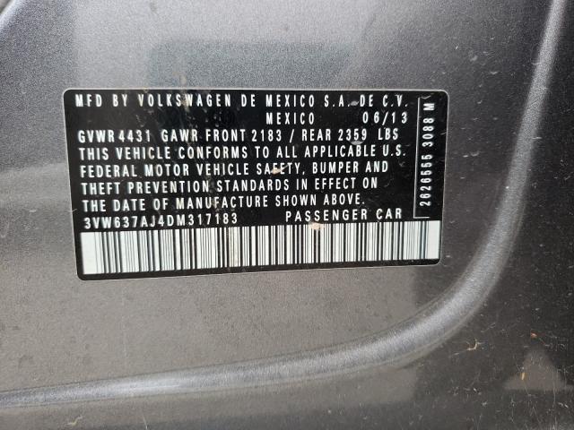 2013 VOLKSWAGEN JETTA HYBR 3VW637AJ4DM317183