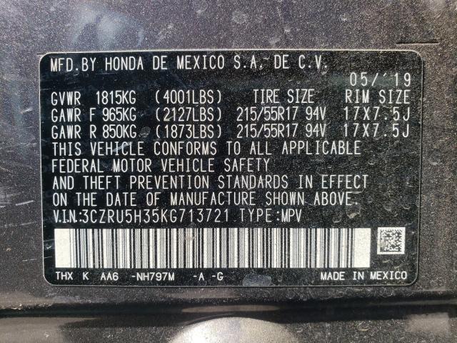 2019 HONDA HR-V 3CZRU5H35KG713721