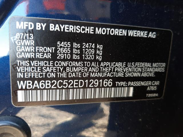2014 BMW 650 I GRAN WBA6B2C52ED129166