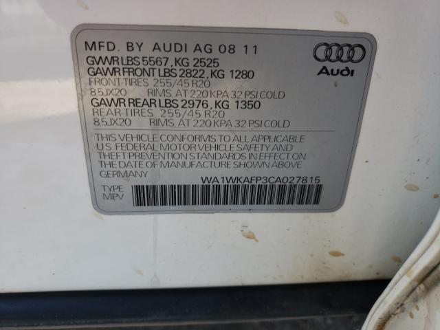 2012 AUDI Q5 PRESTIG WA1WKAFP3CA027815