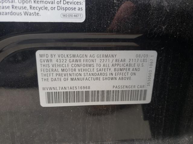 2010 VOLKSWAGEN CC SPORT WVWNL7AN1AE516968