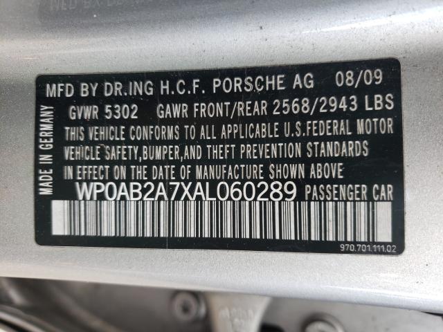 2010 PORSCHE PANAMERA S WP0AB2A7XAL060289