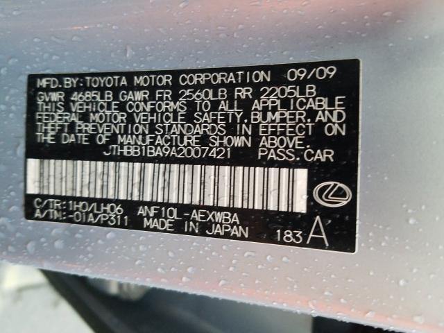 2010 LEXUS HS 250H JTHBB1BA9A2007421