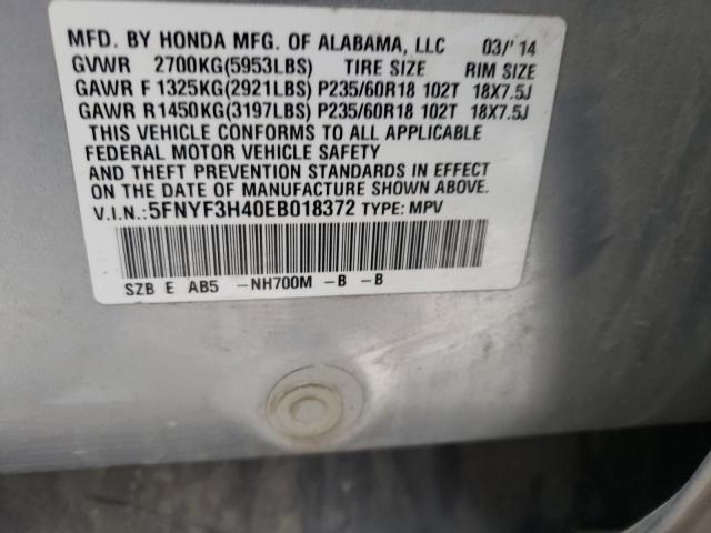2014 HONDA PILOT EX 5FNYF3H40EB018372