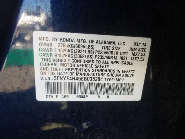 2014 HONDA PILOT EX 5FNYF4H45EB038204