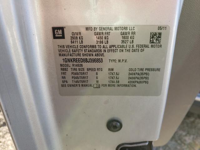 2011 CHEVROLET TRAVERSE L 1GNKREED8BJ396853