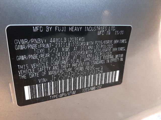 2011 SUBARU FORESTER 2 JF2SHABC5BH720754