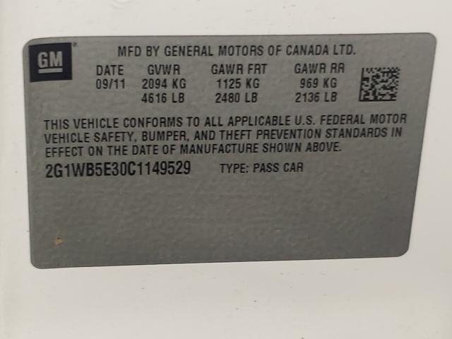 2012 CHEVROLET IMPALA LT 2G1WB5E30C1149529