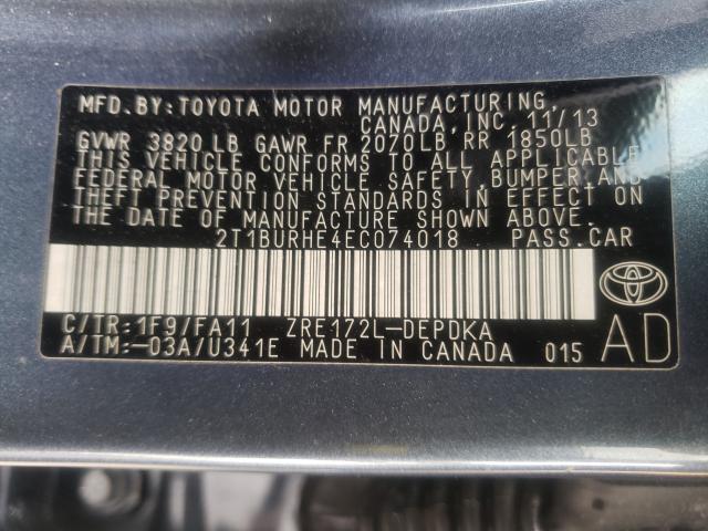 2014 TOYOTA COROLLA L 2T1BURHE4EC074018