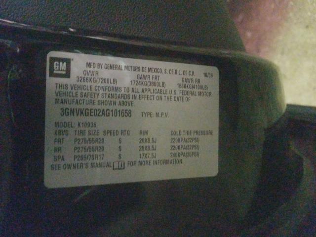 2010 CHEVROLET AVALANCHE 3GNVKGE02AG101658