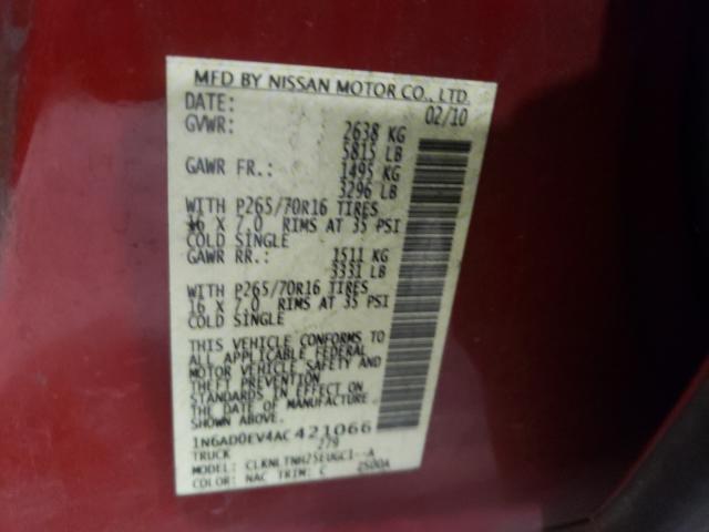 2010 NISSAN FRONTIER C 1N6AD0EV4AC421066