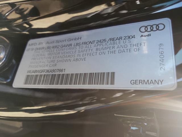 2019 AUDI RS3 WUABWGFF3KA907661