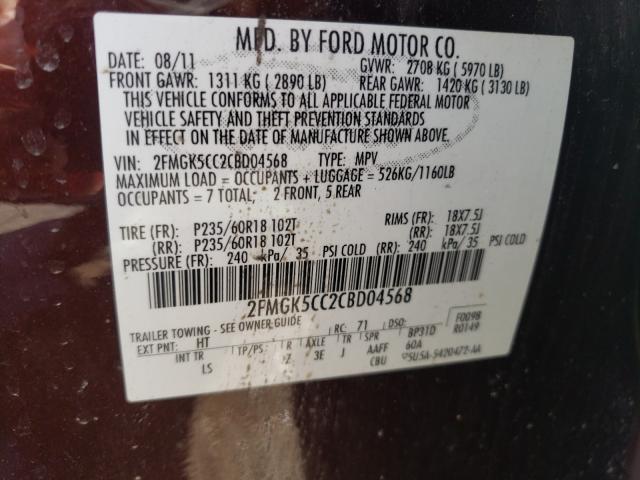 2012 FORD FLEX SEL 2FMGK5CC2CBD04568