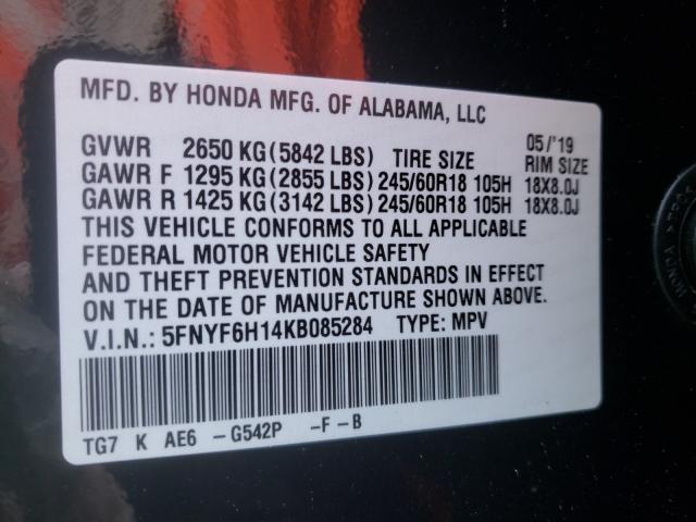 2019 HONDA PILOT LX 5FNYF6H14KB085284