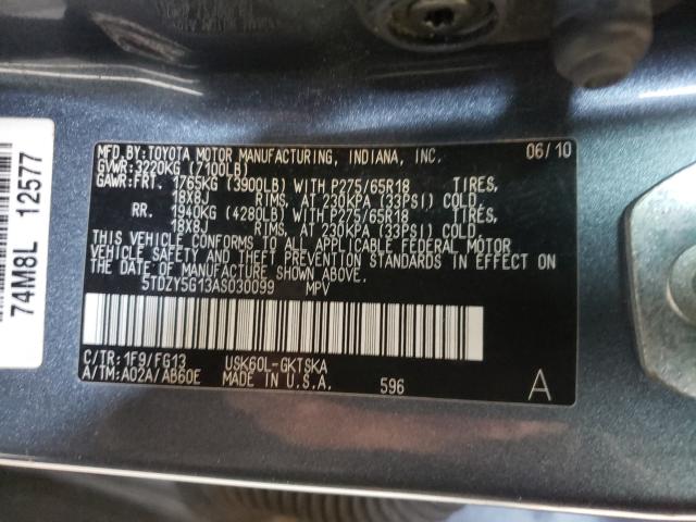 2010 TOYOTA SEQUOIA SR 5TDZY5G13AS030099