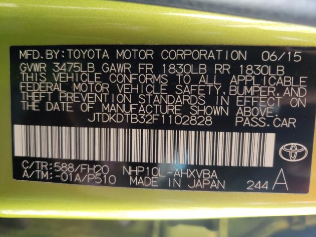 2015 TOYOTA PRIUS C JTDKDTB32F1102828