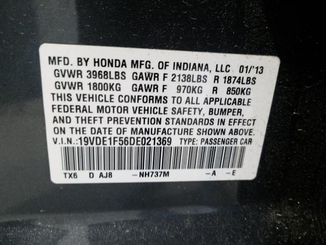 2013 ACURA ILX 20 PRE 19VDE1F56DE021369