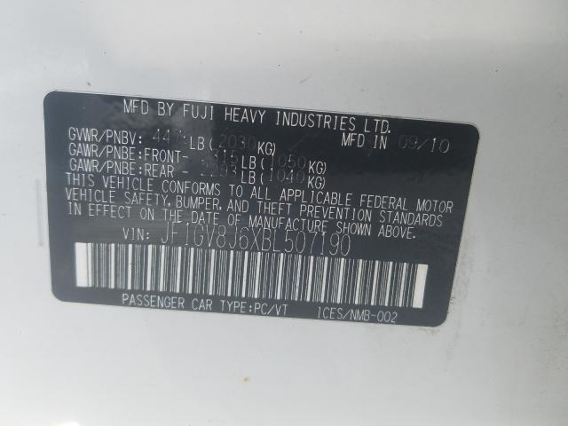 2011 SUBARU IMPREZA WR JF1GV8J6XBL507190