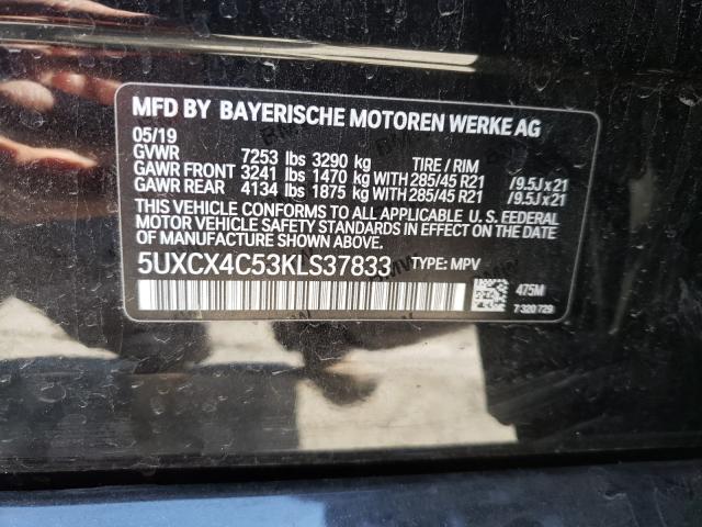 VIN 5UXCX4C53KLS37833 2019 BMW X7, Xdrive50I no.10