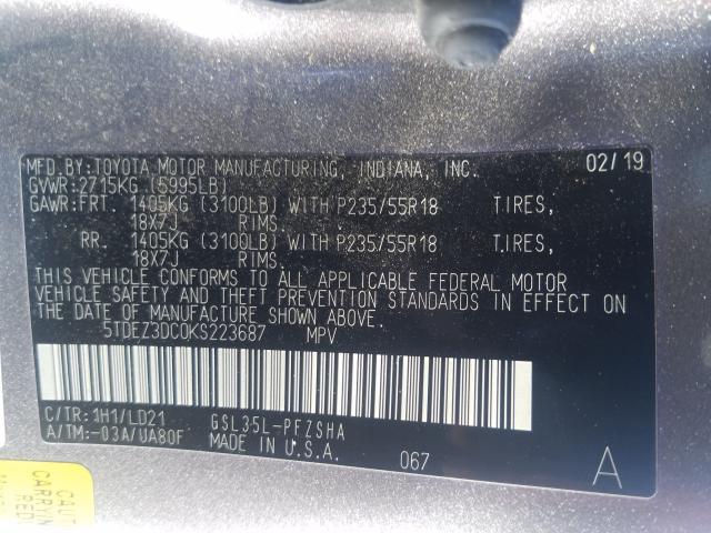 2019 TOYOTA SIENNA SE 5TDEZ3DC0KS223687