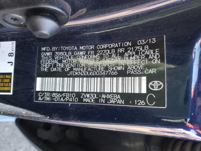 2013 TOYOTA PRIUS JTDKN3DU6D0347766