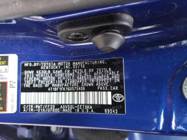 2016 TOYOTA CAMRY LE 4T1BF1FK1GU575406