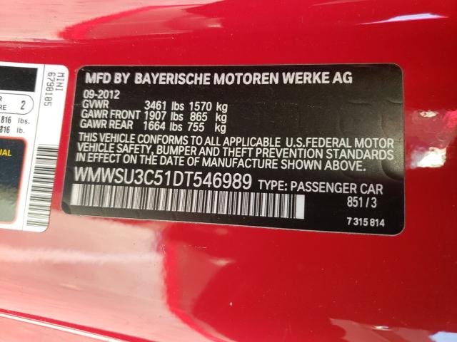 2013 MINI COOPER WMWSU3C51DT546989
