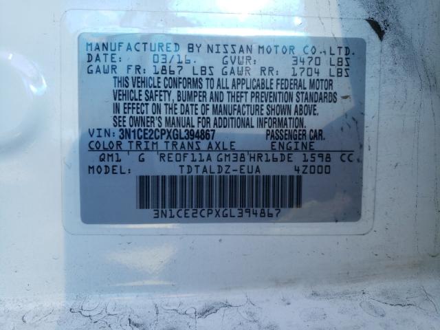 2016 NISSAN VERSA NOTE - 3N1CE2CPXGL394867