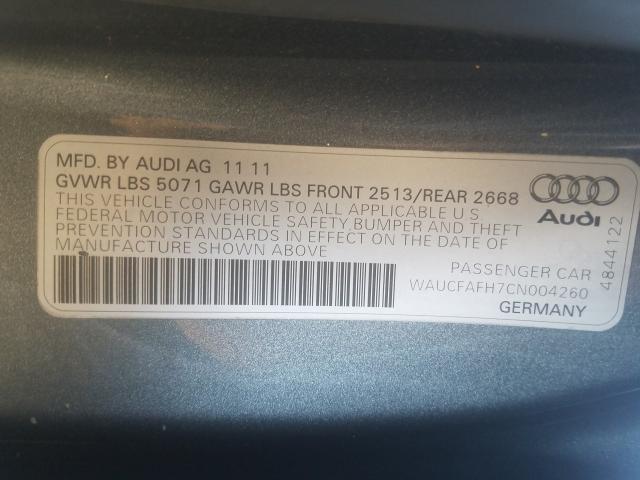 2012 AUDI A5 PREMIUM WAUCFAFH7CN004260