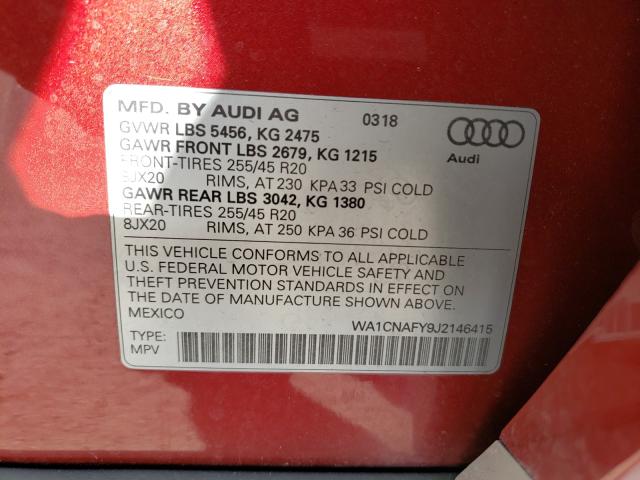 2018 AUDI Q5 PRESTIG WA1CNAFY9J2146415