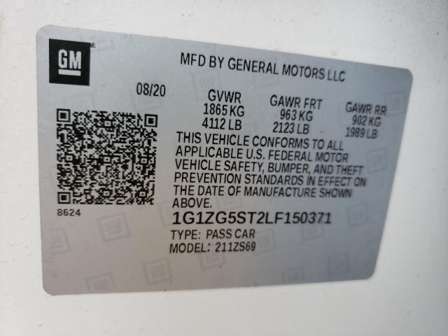 2020 CHEVROLET MALIBU RS 1G1ZG5ST2LF150371