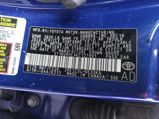 2019 TOYOTA COROLLA L - 2T1BURHE4KC127991