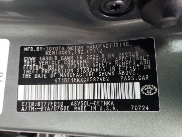 2012 TOYOTA CAMRY L/SE 4T1BF1FKXCU582462