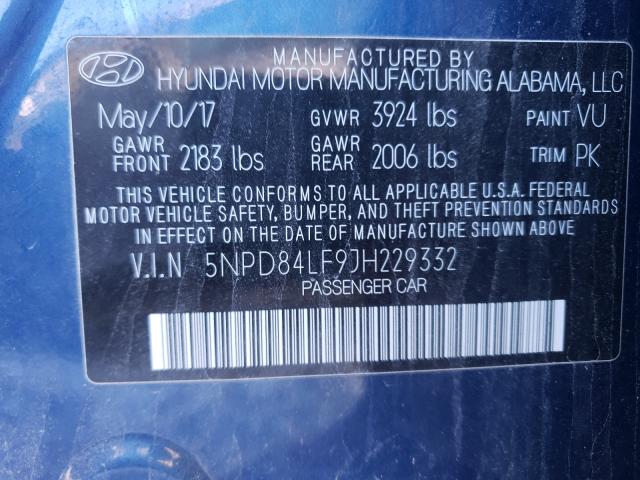 2018 HYUNDAI ELANTRA SE 5NPD84LF9JH229332