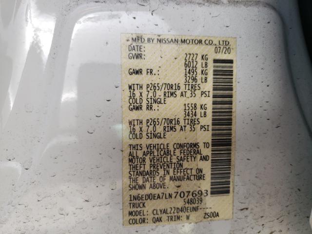 2020 NISSAN FRONTIER S 1N6ED0EA7LN707693