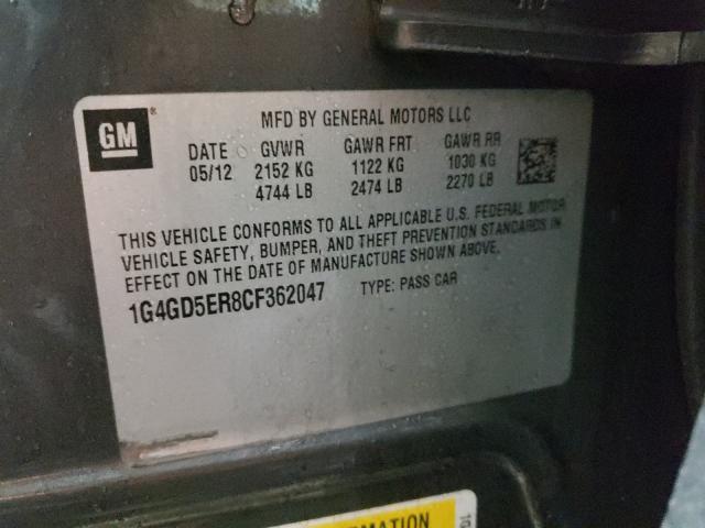 2012 BUICK LACROSSE P 1G4GD5ER8CF362047