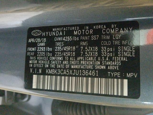 2018 HYUNDAI KONA LIMIT KM8K3CA5XJU136461