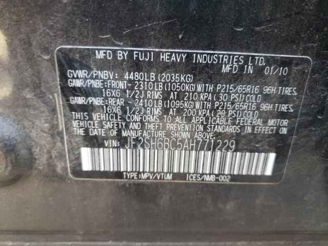 2010 SUBARU FORESTER X JF2SH6BC5AH771229