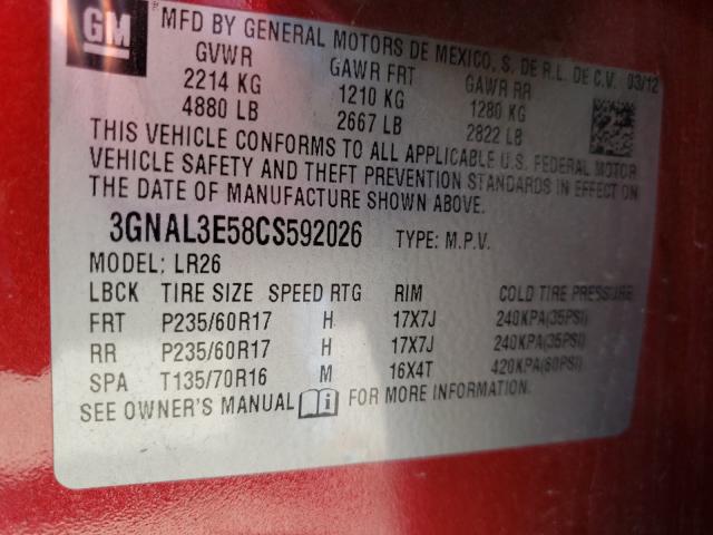 2012 CHEVROLET CAPTIVA SP 3GNAL3E58CS592026