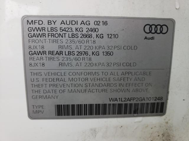 2016 AUDI Q5 PREMIUM WA1L2AFP2GA101248