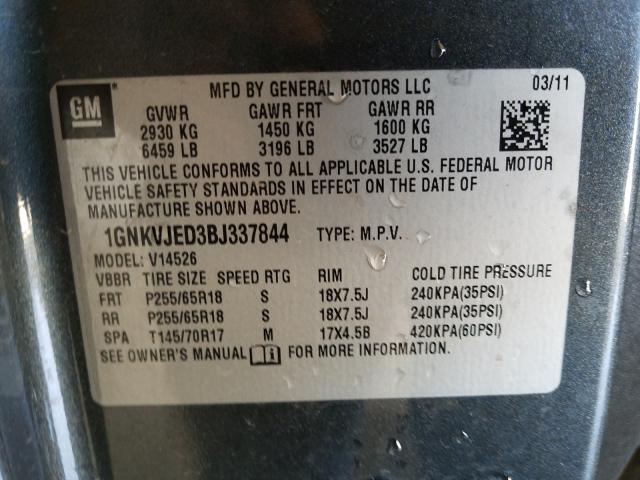 2011 CHEVROLET TRAVERSE L 1GNKVJED3BJ337844