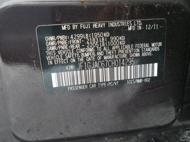 2012 SUBARU IMPREZA PR JF1GJAC67CH014295