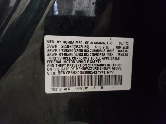 2016 HONDA PILOT EX 5FNYF6H31GB008543