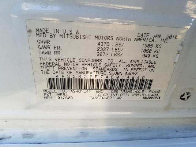 2010 MITSUBISHI GALANT FE 4A32B2FF7AE014845
