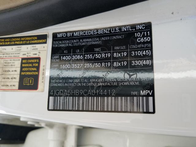 2012 MERCEDES-BENZ ML 350 4MA 4JGDA5HB9CA014412