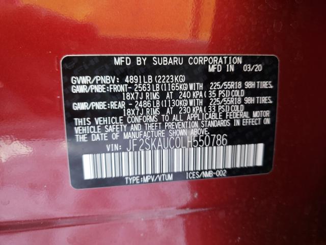 2020 SUBARU FORESTER L JF2SKAUC0LH550786